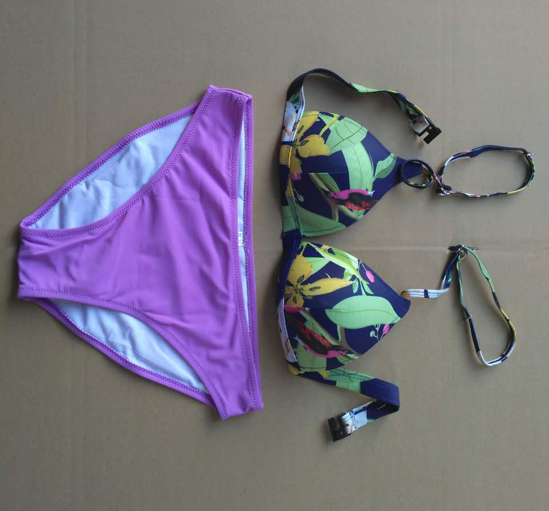 F4538-1 Missy November Rain Neoprene Bikini in Navy Floral